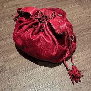 Kesslord Red Leather Drawstring Bag